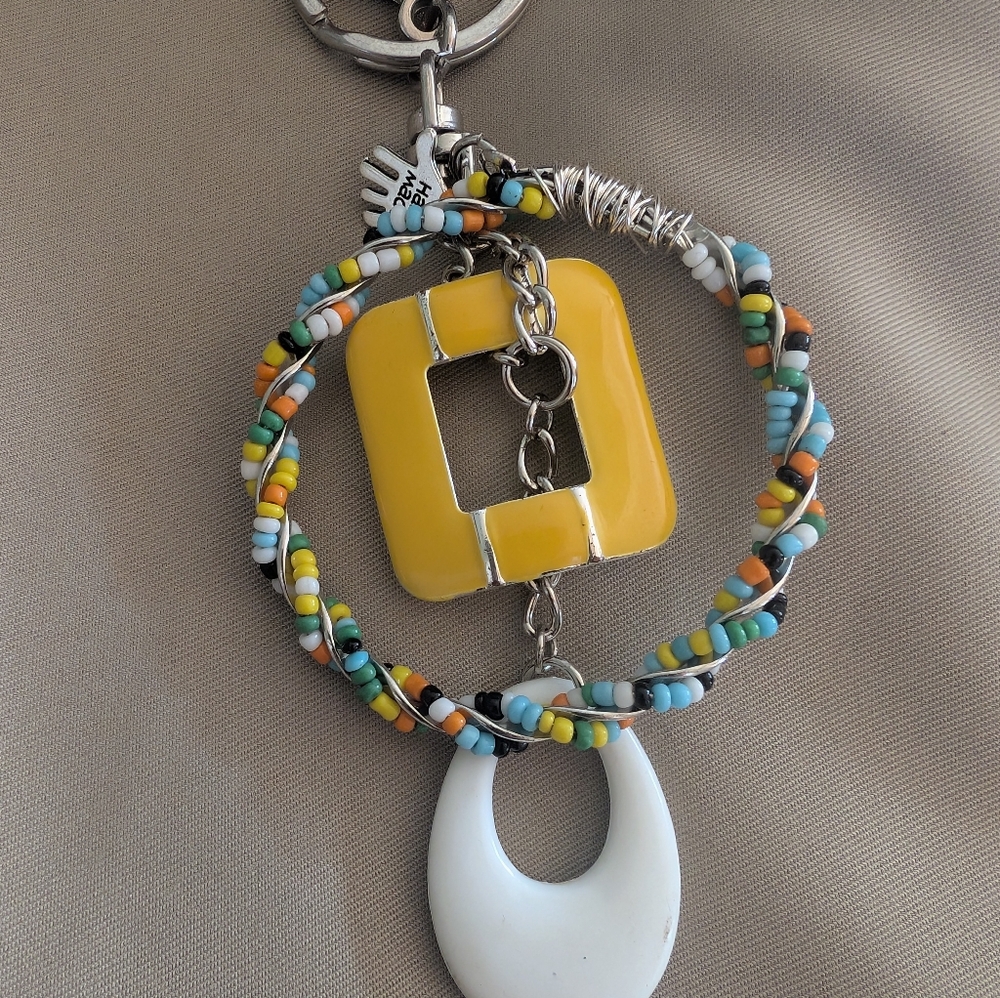 Upcycled Colorful Beaded Hoop Bagclip